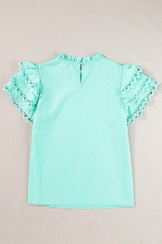 cotton mint ruffle layered blouse