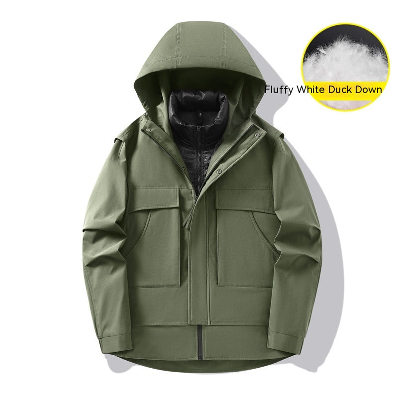 3-in-1 Waterproof Winter Jacket for Men & Women - Removable Down Liner Hooded Windbreaker (5000mm, 90 White Duck Down) - S-6XL