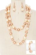 3PC Mix Pearl Wrapped Long Necklace Set
