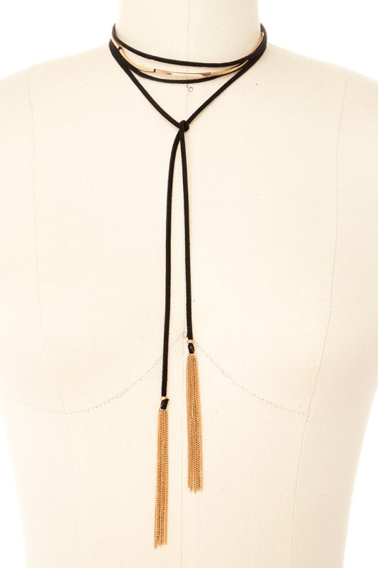 Convertible Wrap Around Tassel Necklace Set