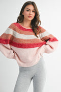 Striped Chunky Knit Pullover Sweater