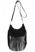 Faux Suede Fringe Boho Crossbody Bag