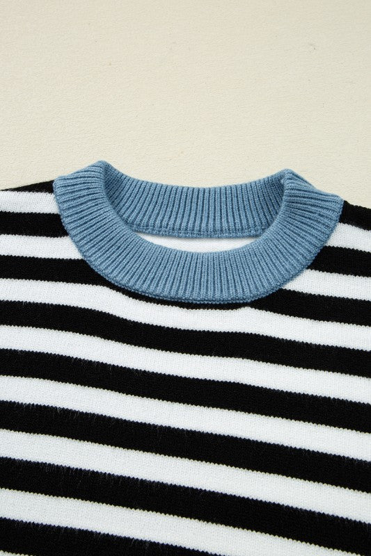Striped Colorblock Patchwork Long Sleeve Sweater