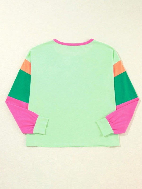Boho Cotton 90's Color Block Sleeve Loose Fit Top