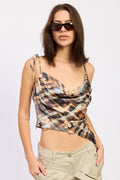 ASYMMETRICAL COWL NECK CAMI TOP