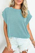 Viscose Twisted Ribbed Textured Solid T Shirt