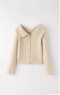 Cable Knit Zip-Up Cardigan