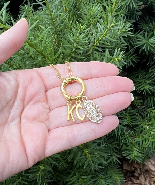 Chiefs Charm Rhinestone Kansas City Necklace KC