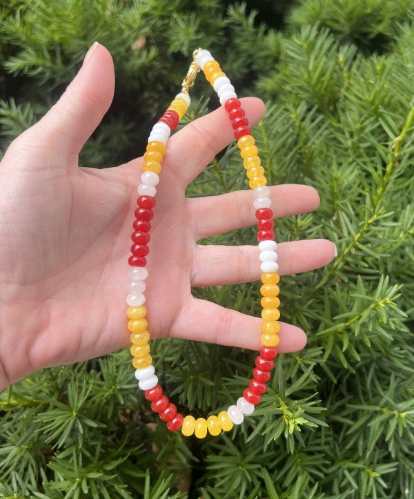 KC Chiefs Beaded Stone Necklace NFL Kansas City