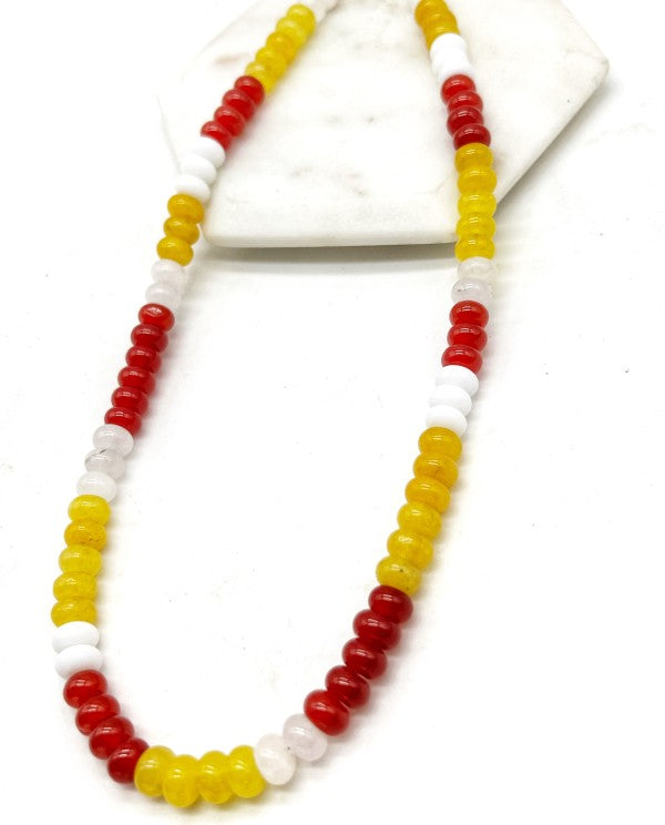 KC Chiefs Beaded Stone Necklace NFL Kansas City