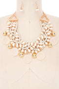 Braided Beads Statement Bib Necklace Set