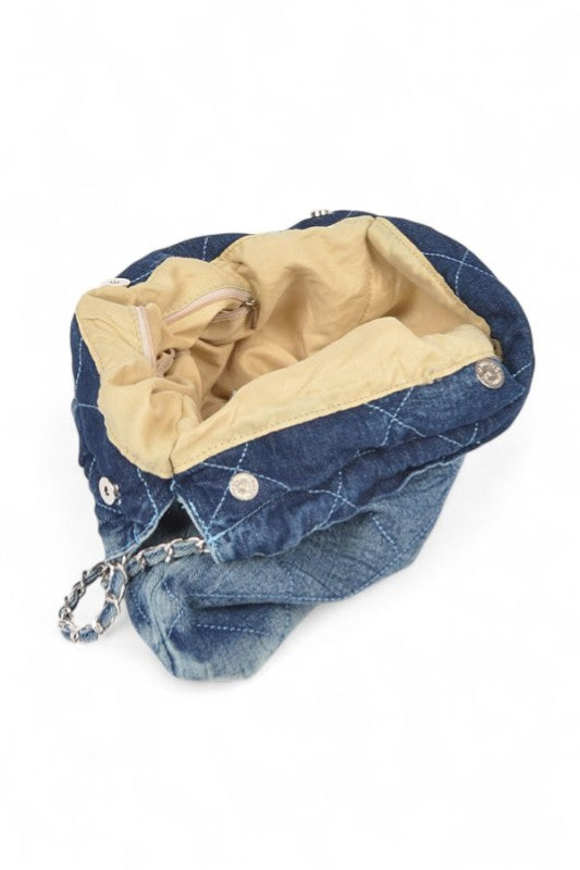 Denim Quilted Large Shoulder Bag