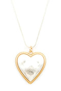 Classic Hammered 2 Tone Heart Pendant Necklace Set