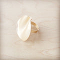 Matte Gold Electroplate Wavy Disc Ring