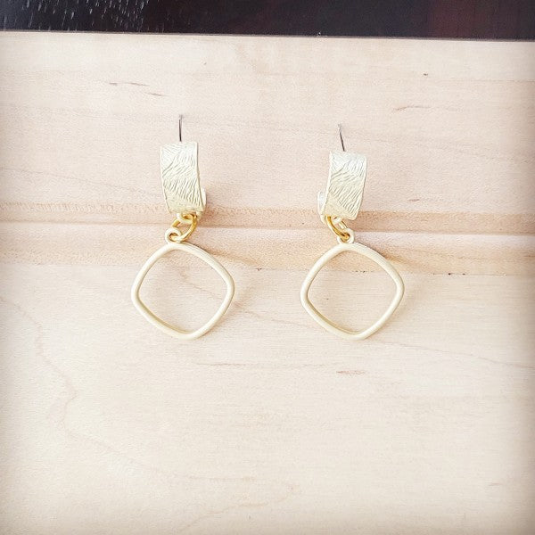 Matte Gold Cuff Earring w/ Square Dangle