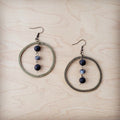 Western Copper Hoop Earrings w Labradorite Bead