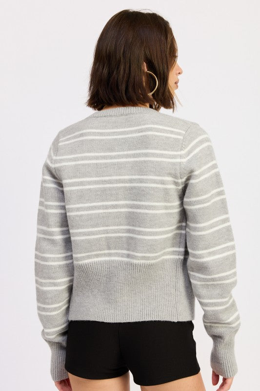 BUTTON DOWN STRIPED CARDIGAN