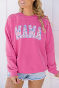 Women Floral MAMA Graphic Pullover Sweatshirt