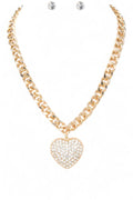 Crystal Heart Pendant Necklace Set