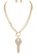 Crystal Key Pendant Necklace Set