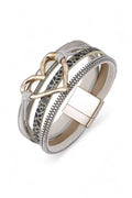 Heart Charm Mix Media Magnetic Bracelet