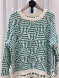 Plaid Knit Sweater with fringe