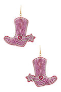 Pink Stone Cowboy Boots Pillow Earrings