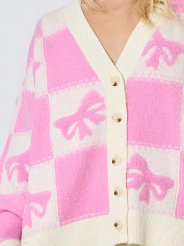 Drop Shoulder Color Block Oversized Cardigan