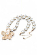 Metal Flower Pendant Statement Pearl Necklace