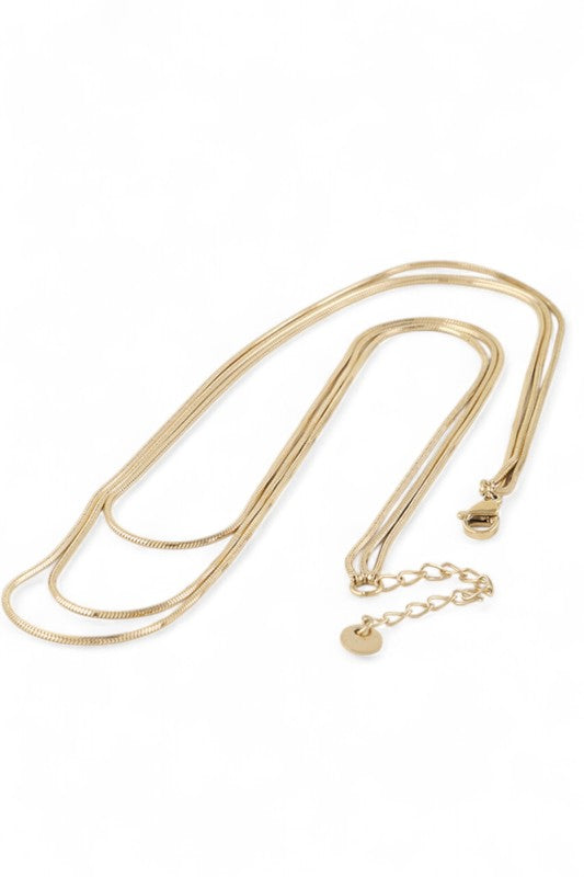 Stainless Steel Layered Snake Chain Necklace