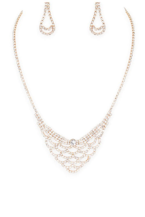 3 PC Rhinestone Bridal Necklace Set
