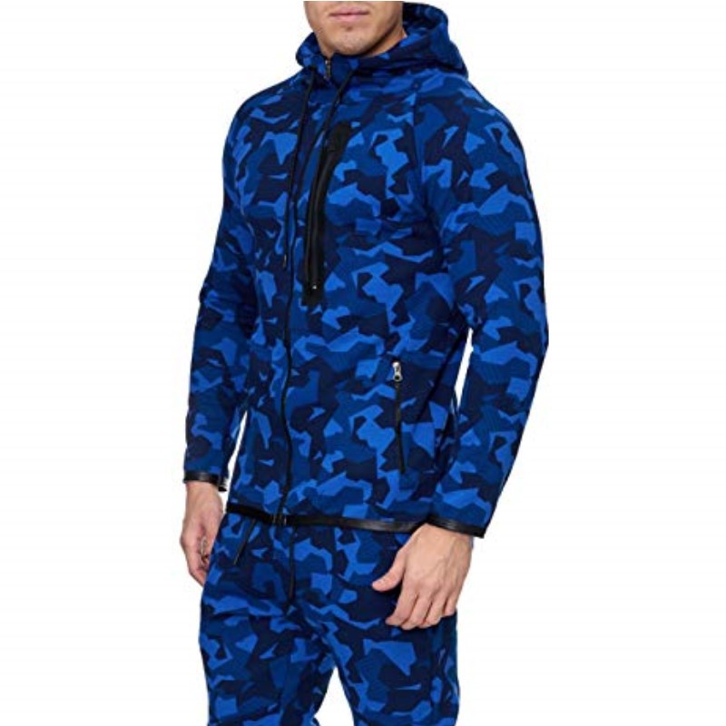 Camouflage zipper cardigan hooded sweatshirt
