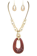 Oversize Teardrop Resin Pendant Necklace Set