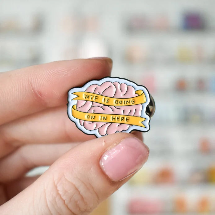 WTF Brain Enamel Pin