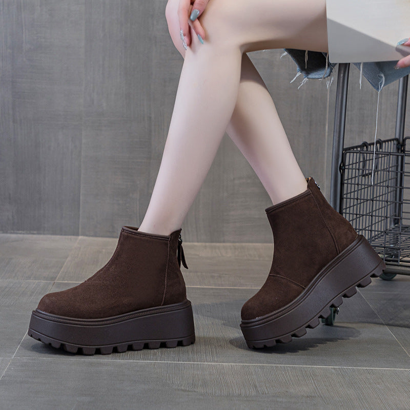 Short Leather Warm Women's Shoes