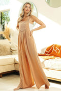 BiBi Rib Textured Wide Leg Overalls