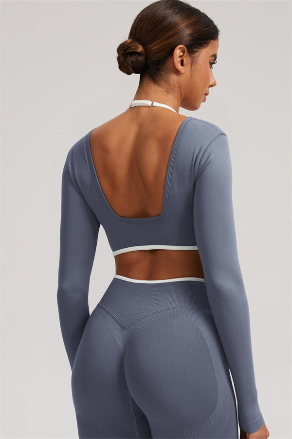 The Elevate Long Sleeve Crop top Shorts 2-Piece Set