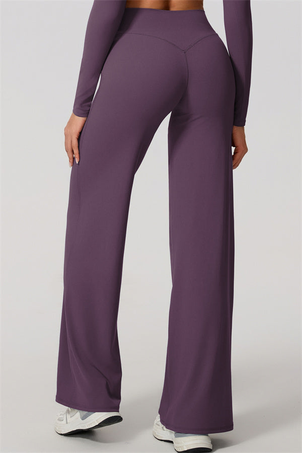 The Nestle Long Sleeve Crop Top Straight Leg Pants 2-Piece Set
