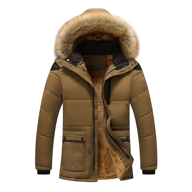 Autumn and winter youth casual long-sleeved men's winter clothing plus velvet cotton jacket Korean version of the jacket cotton clothes