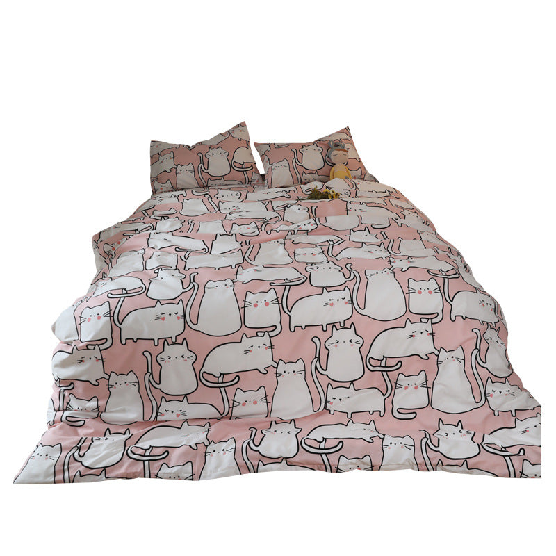 Cotton Quilt Cover Sheet Fitted Single Three Piece Set