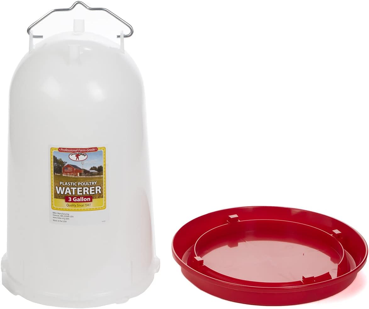 Little Giant 3 Gallon Poultry Drinker Gravity Fed Chicken Waterer Red Base