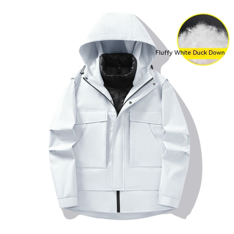 3-in-1 Waterproof Winter Jacket for Men & Women - Removable Down Liner Hooded Windbreaker (5000mm, 90 White Duck Down) - S-6XL
