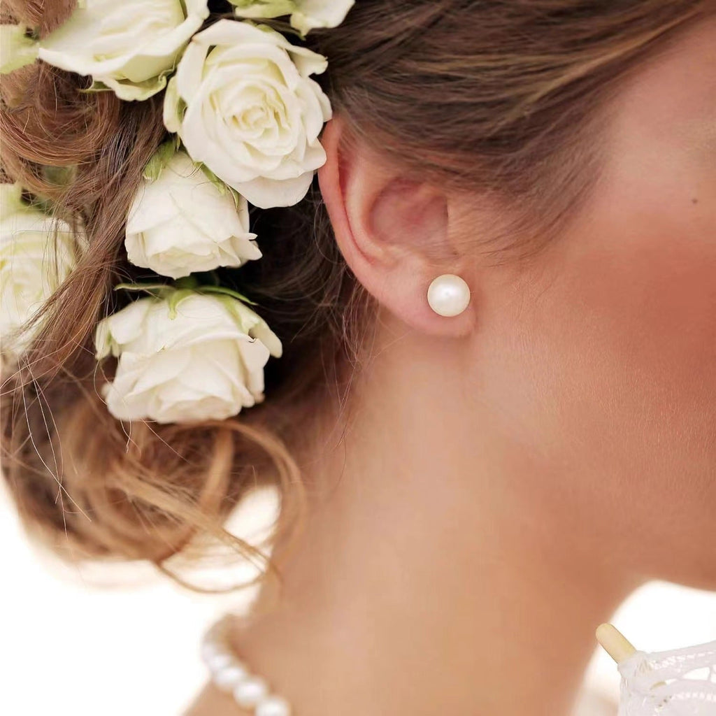 Free S925 Sterling Silver Needle Natural Freshwater Pearl Ear Studs