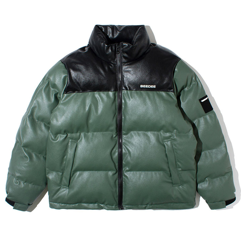 Pu Leather Stand Collar Bread Jacket Men's Trendy Cotton Jacket