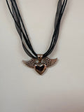 Black Ribbon Titanium Charm Necklaces