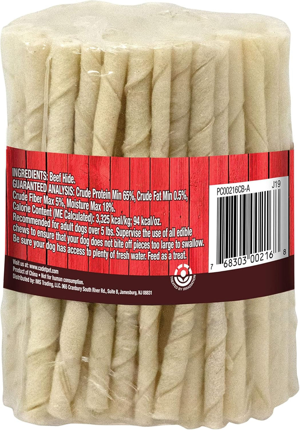Cadet Beef Hide Rawhide Twists 5-Inch Dog Chews 100 Count Long Lasting