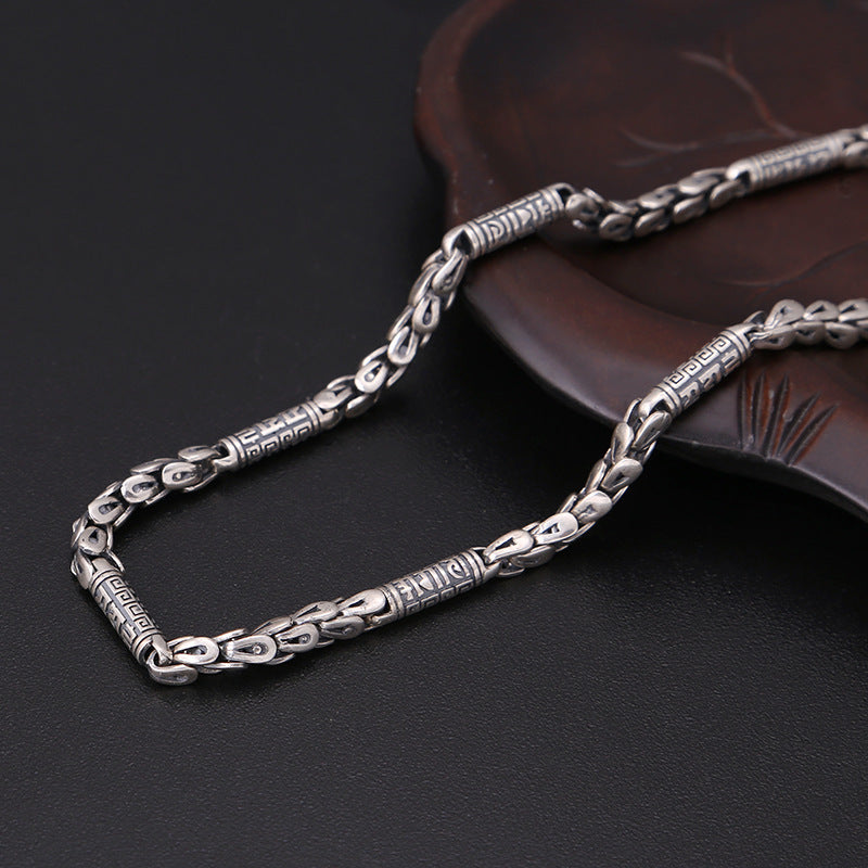 S925 Sterling Silver Men's Classic Vintage Thai Silver Necklace