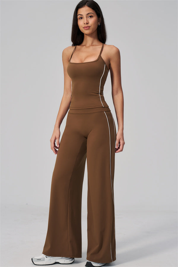 The Breathe Crop Top Straight Leg Pants 2-Piece Set