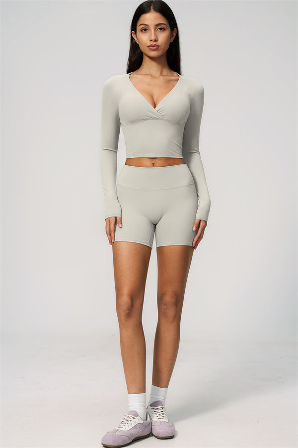The Lox Long Sleeve Crop top Shorts 2-Piece Set