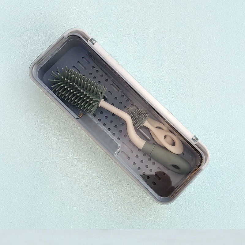 Baby Bottle Brush Storage Box Dustproof Portable